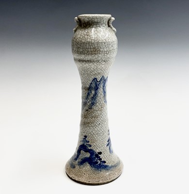 Lot 254 - A Japanese Seto vase, blue and white decorated...