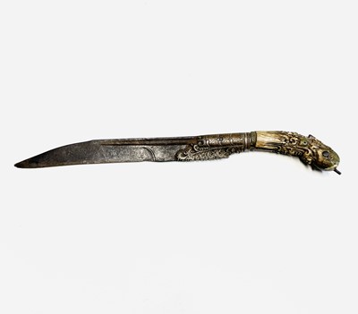 Lot 256 - A Chinese knife, 19th century, with carved and...