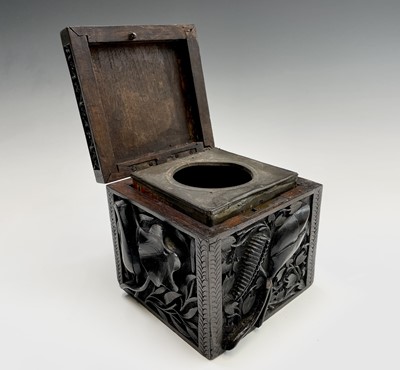 Lot 1043 - A Kashmir hardwood tea caddy, 19th Century,...