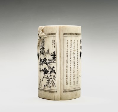 Lot 268 - A Chinese ivory brush rest, Qing Dynasty,...