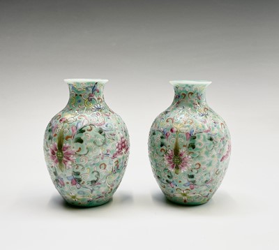 Lot 261 - A pair of Chinese eggshell porcelain miniature...