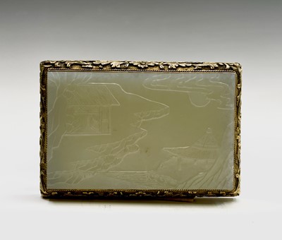 Lot 36 - A Chinese carved jade panel, Qing Dynasty,...