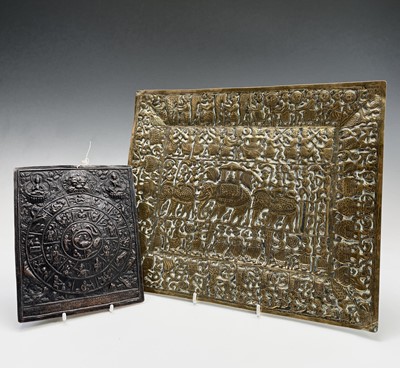 Lot 1045 - A Tibetan metal mandala plaque, 19.5 X 15cm,...