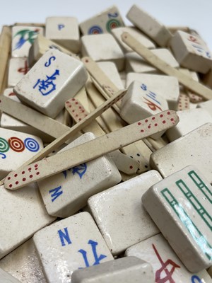 Lot 265 - A quantity of porcelain mahjong tiles and...