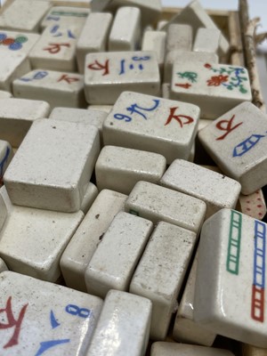 Lot 265 - A quantity of porcelain mahjong tiles and...