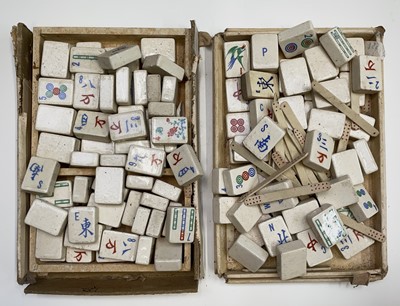 Lot 265 - A quantity of porcelain mahjong tiles and...