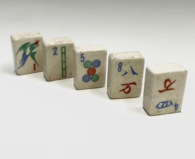 Lot 265 - A quantity of porcelain mahjong tiles and...
