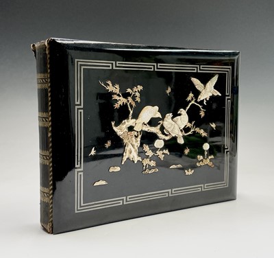 Lot 270 - A Japanese lacquer photo album inlaid in bone...