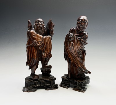 Lot 273 - A pair of Chinese hardwood figures, 19th...