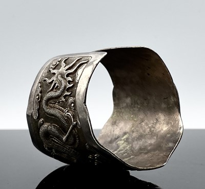 Lot 215 - A Chinese silver cuff bracelet. Impressed mark...