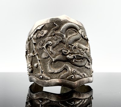 Lot 215 - A Chinese silver cuff bracelet. Impressed mark...