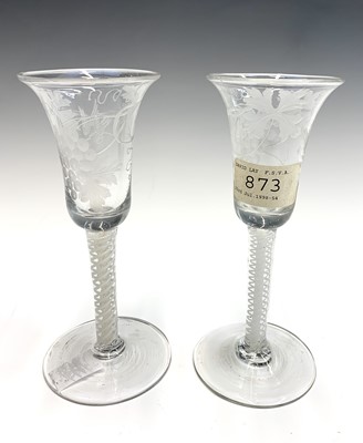 Lot 963 - A pair of Georgian wine glasses, the bell...