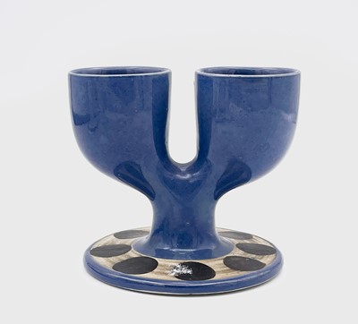 Lot 250 - A Troika Pottery double egg cup, blue glaze...