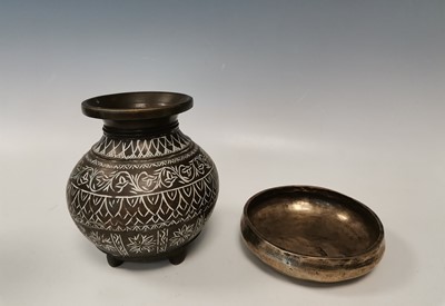 Lot 21 - An Asian bronze footed vase and an Indian...