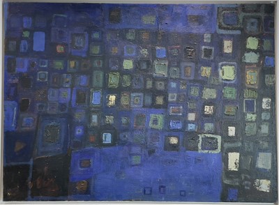 Lot 108 - Jeff HARRIS (1932) Winter Squares (Blue) Oil...