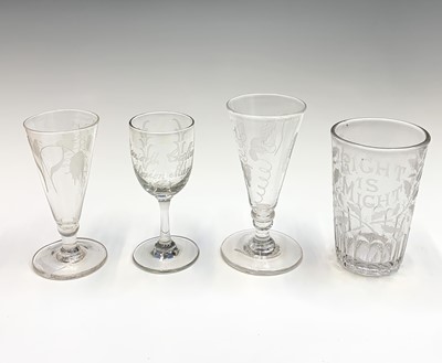 Lot 1081 - Colliery interest, A Victorian wine glass...