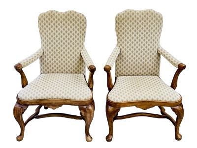 Lot 3007 - A George I elm elbow chair, with upholstered...