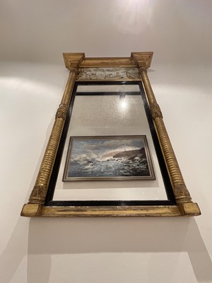 Lot 3139 - A Regency gilt mirror, the verre eglomise...