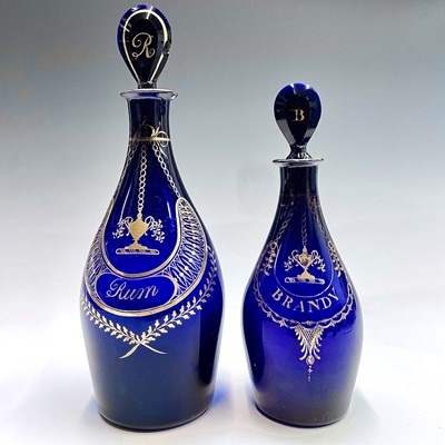 Lot 981 - A 19th century Bristol blue glass decanter...