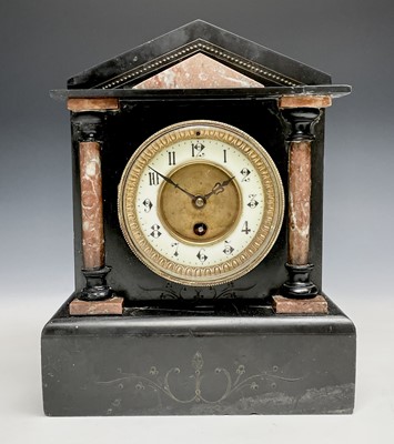 Lot 2936 - A Victorian black slate and red marble mantel...