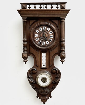 Lot 2917 - A French walnut cased eight day wall clock,...