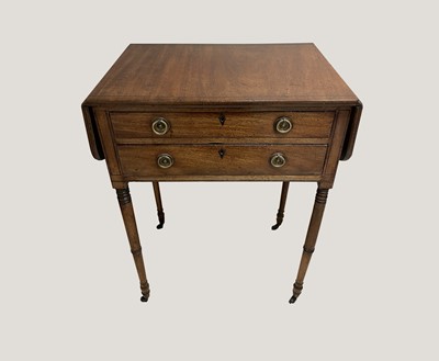 Lot 3166 - A George IV mahogany two drawer Pembroke work...