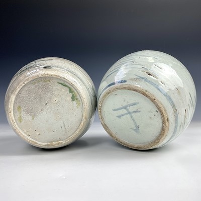 Lot 153 - Two Chinese blue and white ginger jars, 19th...