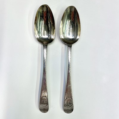 Lot 42 - A pair of Irish 18th century bright-cut silver...