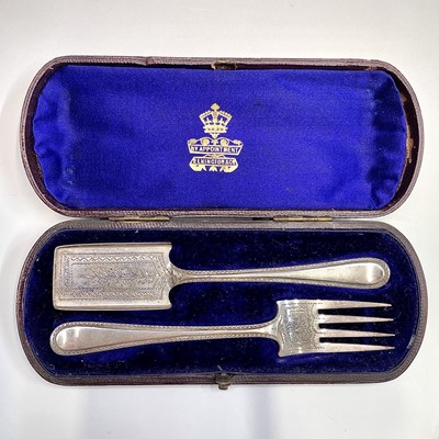 Lot 48 - An Elkington epns christening spoon and fork,...