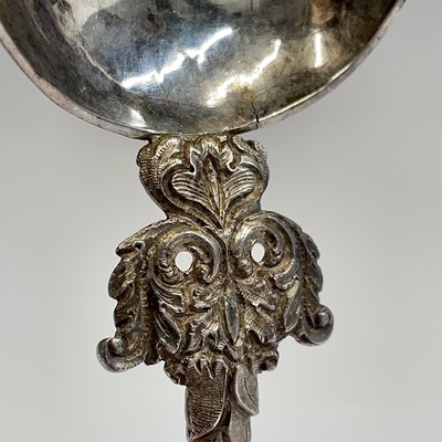 Lot 54 - Two ornate Indian silver spoons 19cm 144.3gm