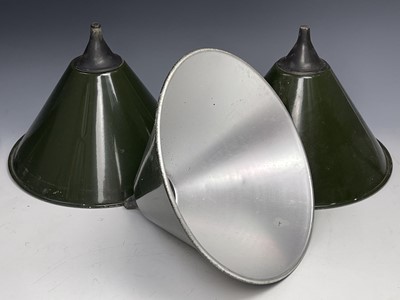 Lot 358 - A set of seven green enamel on metal light...