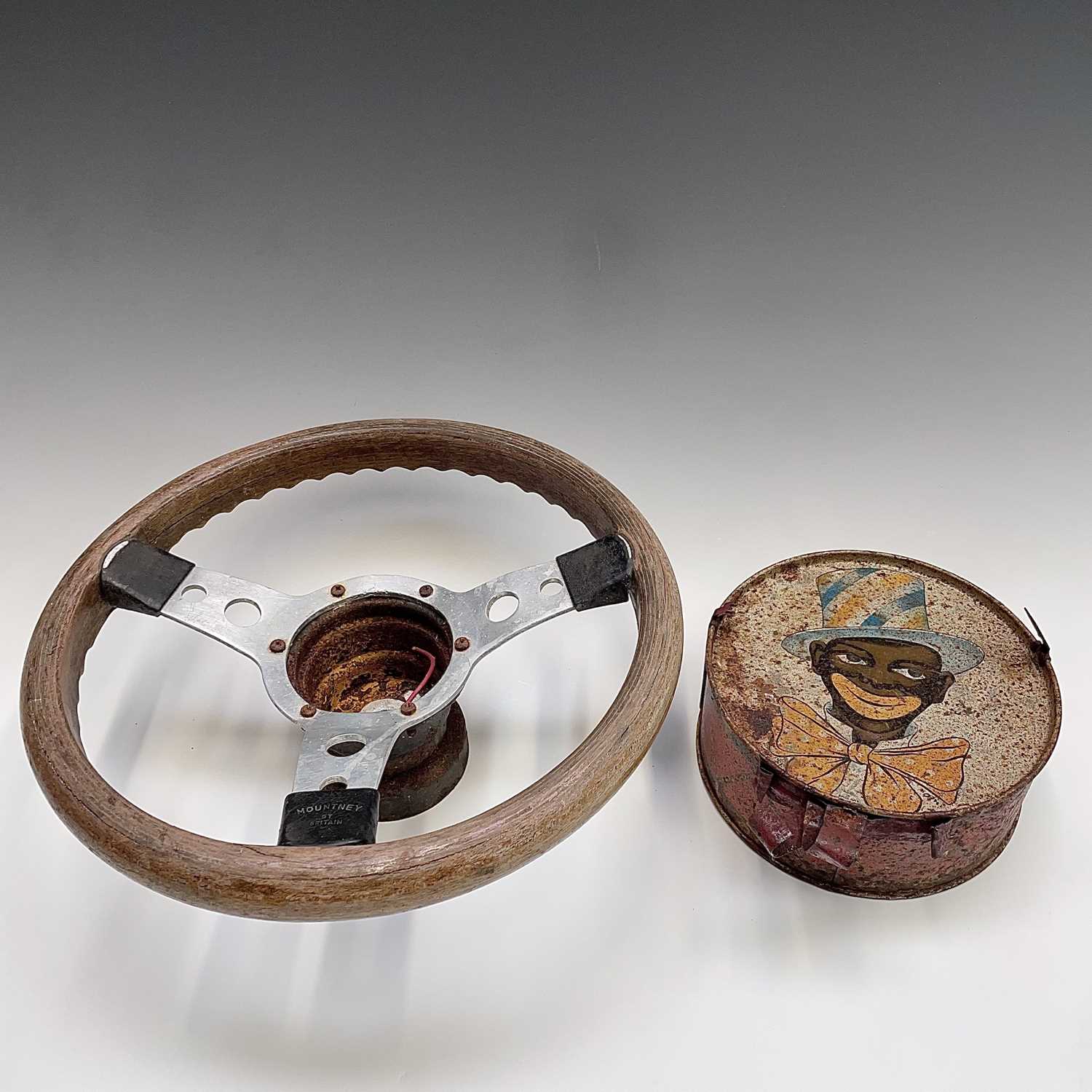 Lot 607 - A Mountney steering wheel, ash laminated,...