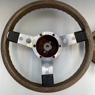 Lot 607 - A Mountney steering wheel, ash laminated,...