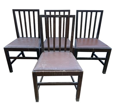 Lot 3173 - A set of four Air Ministry oak dining chairs,...