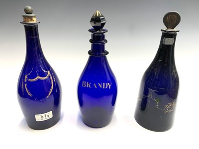 Lot 985 - A 19th century Bristol blue glass decanter...