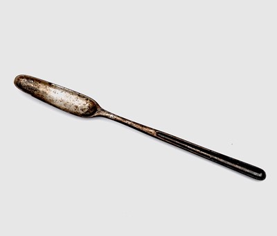 Lot 69 - A crested George II silver marrow scoop by...