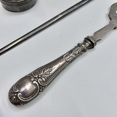 Lot 74 - A hand mirror with plain silver mount together...