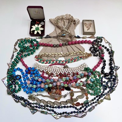 Lot 265 - Costume necklaces, including a Kramer brooch...