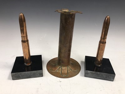 Lot 16 - Trench art vase and a pair of trench art...