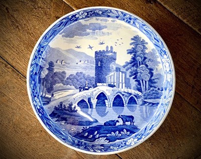 Lot 181 - A Spode blue and white footed dish, transfer...