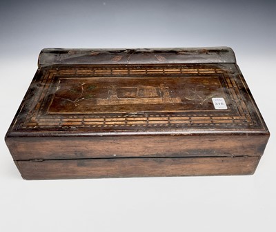 Lot 176 - A continental walnut box, 19th century, inlaid...
