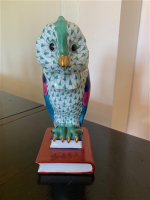 Lot 188 - A Herend porcelain owl, printed marks, painted...