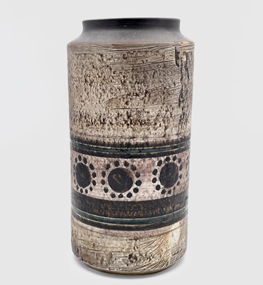 Lot 245 - An early Troika pottery cylindrical vase with...
