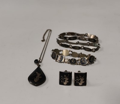 Lot 18 - A collection of Siam Niello sterling silver...