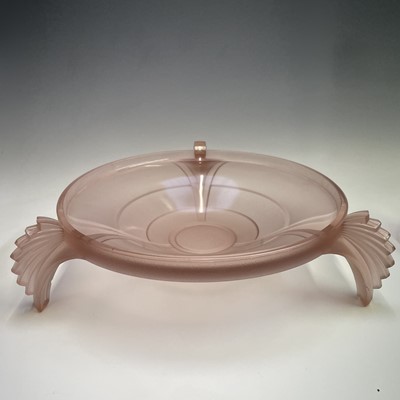 Lot 1022 - An Art Deco pink glass bowl with figural...