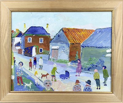 Lot 140 - Fred YATES (1922-2008) Village Scene Oil on...