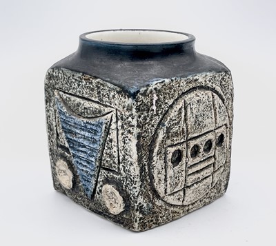Lot 235 - Three Troika pottery cube vases, of typical...