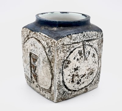 Lot 235 - Three Troika pottery cube vases, of typical...