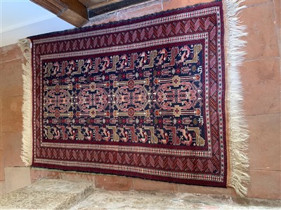 Lot 272 - A Pakistan rug, the dark blue field decorated...