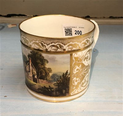 Lot 200 - A Derby Porter mug hand painted with a country...